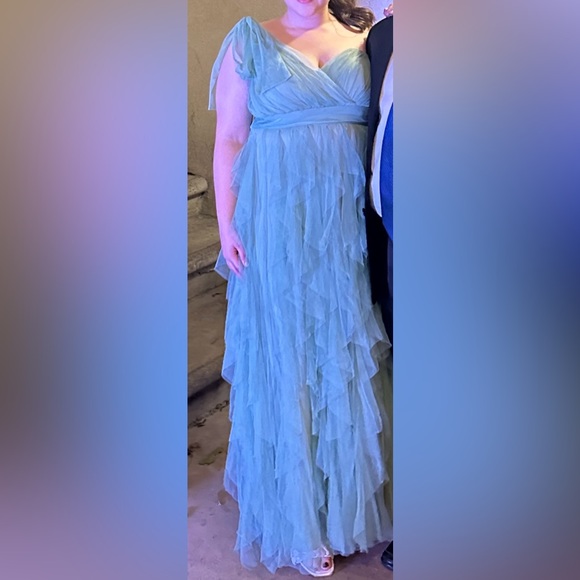 sage/green mesh one shoulder wedding guest dress - Picture 1 of 3